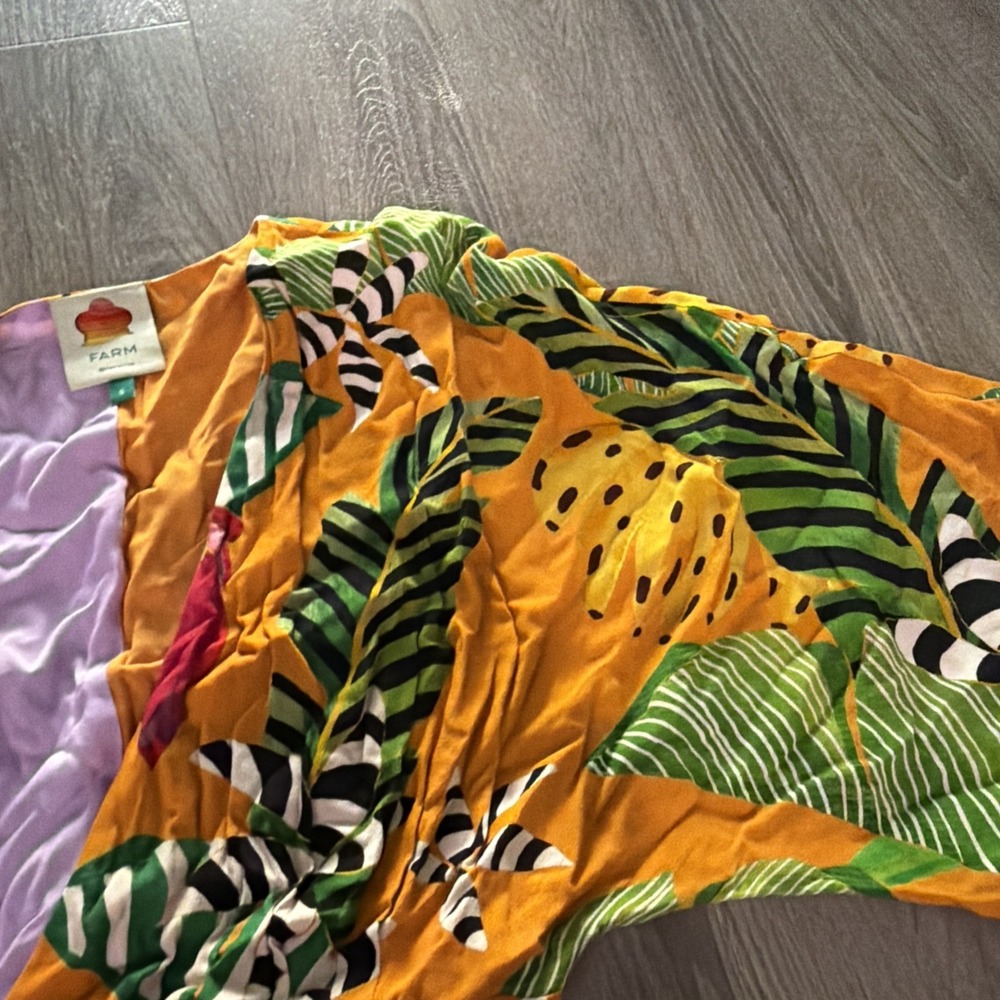 Farm Rio Mixed Striped Bananas Maxi Wrap Dress, Size S - Picture 7 of 12